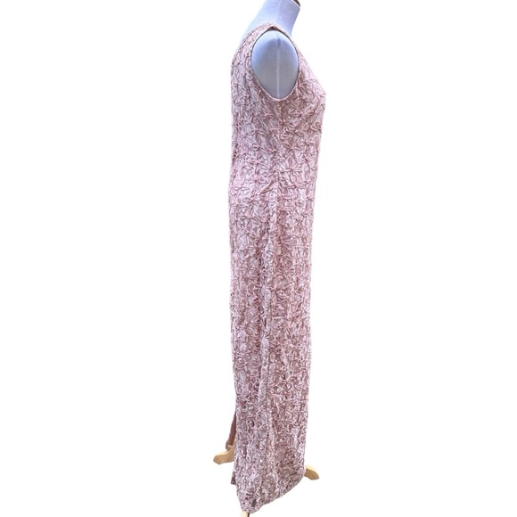 Scala Beaded Soutache Lace Gown Maxi Dress Pale Baby Pink Small Sleeveless - Picture 4 of 17